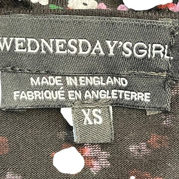 Wednesdays Girl Womens Black Purple Floral Babydoll Long Sleeve V-Neck Dress XS - Picture 16 of 16